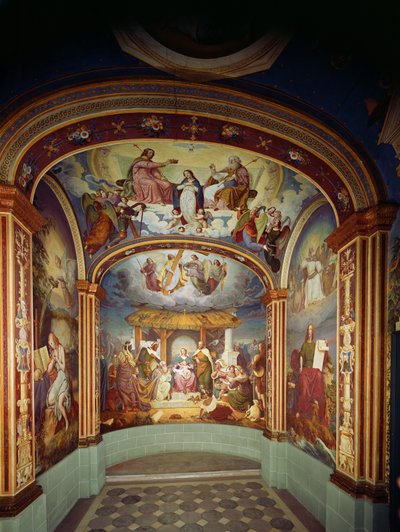 La Natividad, flanqueada por Santa María Magdalena y San Juan Evangelista, c.1842 de Jakob Goetzenberger